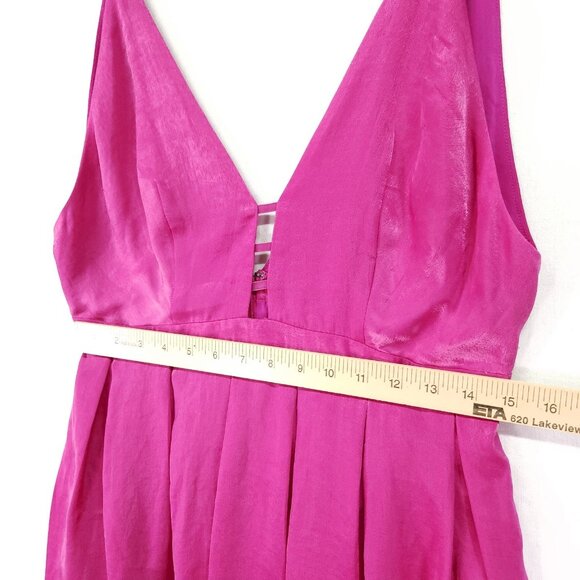 Free People Satin Mini Dress Size 10 Gabbys Party All Night Low V-Neck Pockets - Picture 5 of 15